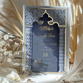 Majestieke islamitische boog save the date folie uitnodiging