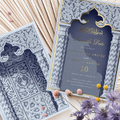 Majestieke islamitische boog save the date folie uitnodiging