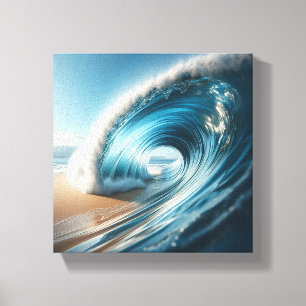 Majestieke kristalheldere tonvormige golf - perfec canvas afdruk