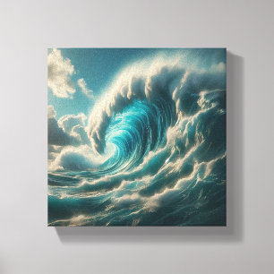Majestieke Reuzen Blauwe Golf - Dramatische Oceaan Canvas Afdruk
