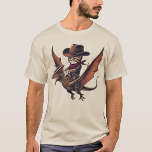 Majestieke vlucht: een cowboykat die op een Pterod T-shirt