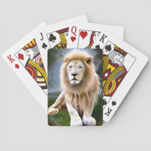 Majestieke Witte Leeuw Etherische Kunst Pokerkaarten