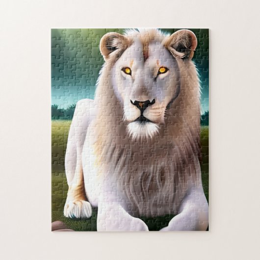 Majestieke Witte Leeuw Gouden Ogen Etherische Kuns Legpuzzel (Verticaal)