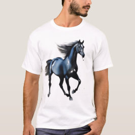 Majestieke Zwarte Hengst Galopperend Heren Grafisc T-shirt