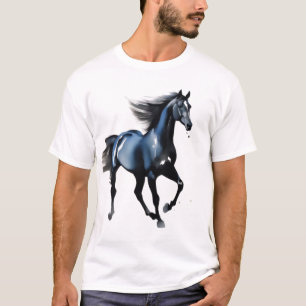 Majestieke Zwarte Hengst Galopperend Heren Grafisc T-shirt