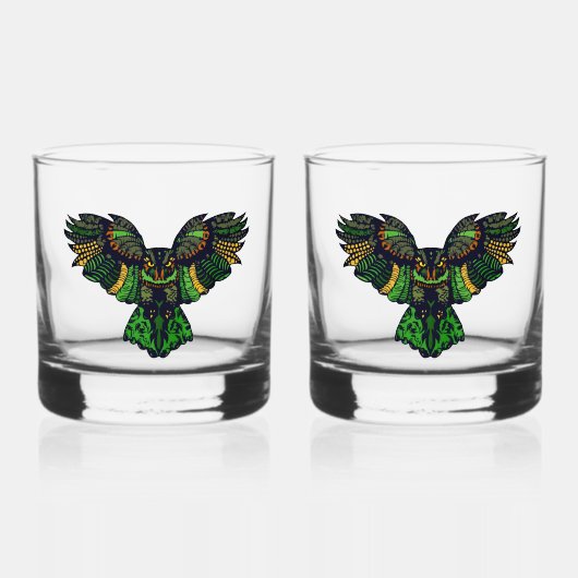Majestieuze Smaragd Uil Glas (Voorkant)