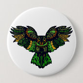 Majestieuze Smaragd Uil Ronde Button 4,0 Cm (Voorkant)