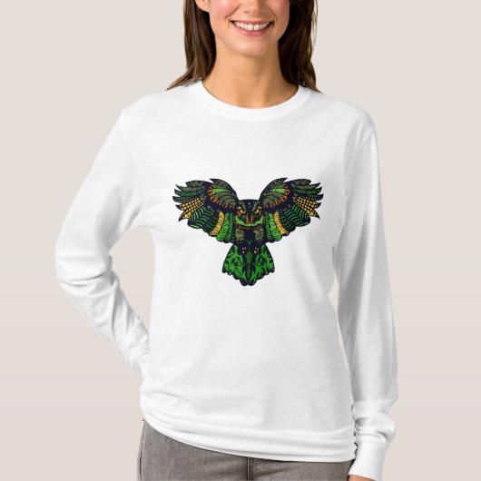 Majestieuze Smaragd Uil T-shirt (Voorkant)