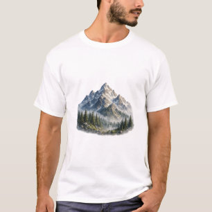Majestisch berg- en boslandschap waterverf t-shirt