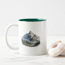 Majestisch berg- en boslandschap waterverf