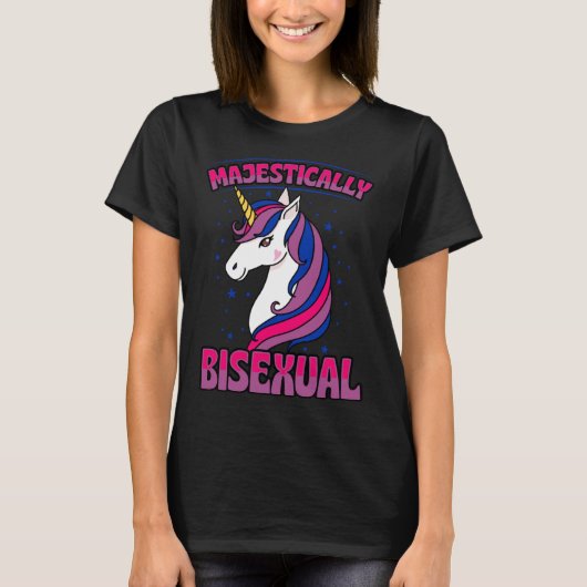 Majestisch Biseksueel Eenhoorn Biseksueel Pride Li T-shirt (Voorkant)