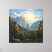 Majestueel bergdal zonsondergang landschap canvas afdruk (Voorkant)