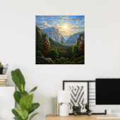 Majestueel bergdal zonsondergang landschap poster (Thuiskantoor)