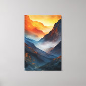 Majestueel berglandschap bij zonsondergang canvas afdruk (Voorkant)