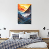 Majestueel berglandschap bij zonsondergang canvas afdruk (Insitu (Slaapkamer))