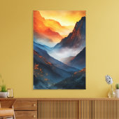 Majestueel berglandschap bij zonsondergang canvas afdruk (Insitu (Woonkamer))