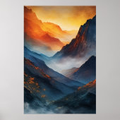Majestueel berglandschap bij zonsondergang poster (Voorkant)
