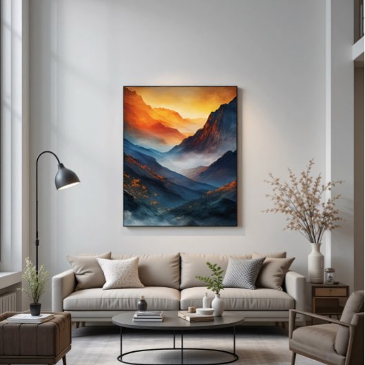 Majestueel berglandschap bij zonsondergang poster