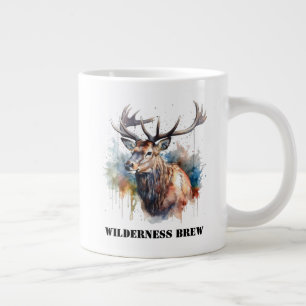 Majestuele Waterverf Eland Portret, op maat gemaak Grote Koffiekop