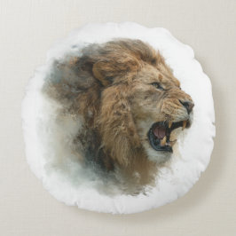 Majestueus 3D Leeuw Ronde Polyester Kussen voor Be