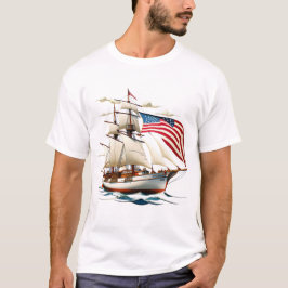 majestueus Amerikaans zeilschip T-shirt
