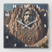 Majestueus beeld van Jezus: De Heer is mijn rots Vierkante Klok (Voorkant)