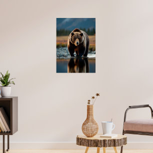 Majestueus Beer aan de rivier Poster