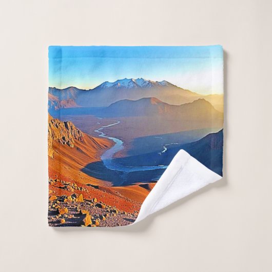 Majestueus Bergdal Stroomontwerp Bad Handdoek (Wasdoekje)