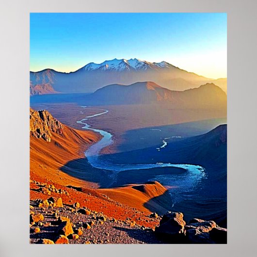 Majestueus Bergdal Stroomontwerp Poster (Voorkant)