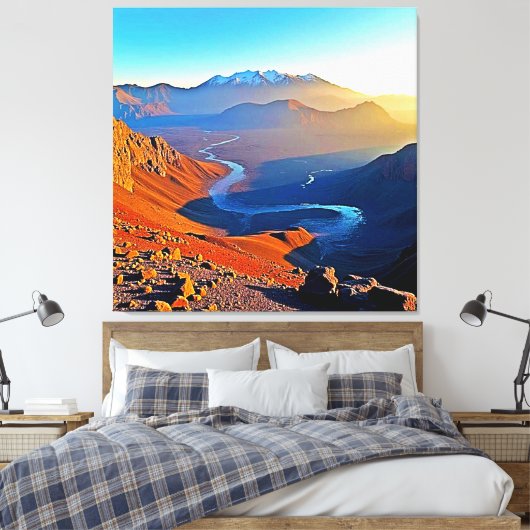 Majestueus bergdalstroomontwerp canvas afdruk (Insitu (Slaapkamer))