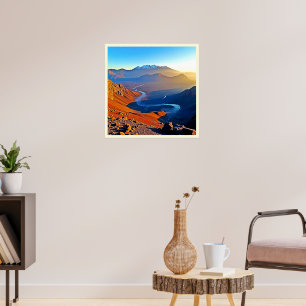 Majestueus bergdalstroomontwerp poster