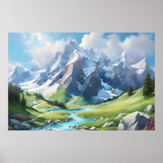 Majestueus berglandschap Alpine landschap Poster (Voorkant)