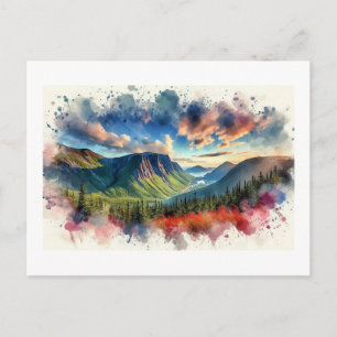 Majestueus berglandschap bij zonsondergang, briefkaart
