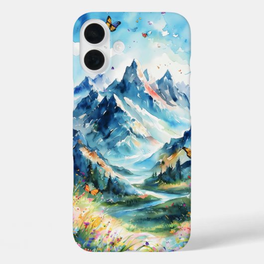 Majestueus berglandschap met vlinders, wild Case-Mate iPhone case (Achterkant)
