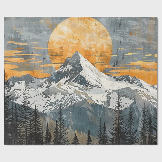 Majestueus berglandschap - Rustieke Natuur Cadeaupapier (Vlak)