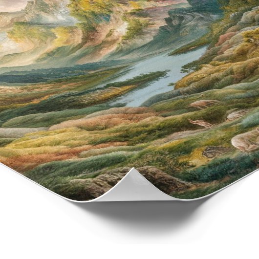 Majestueus berglandschap schilderij poster (Hoek)