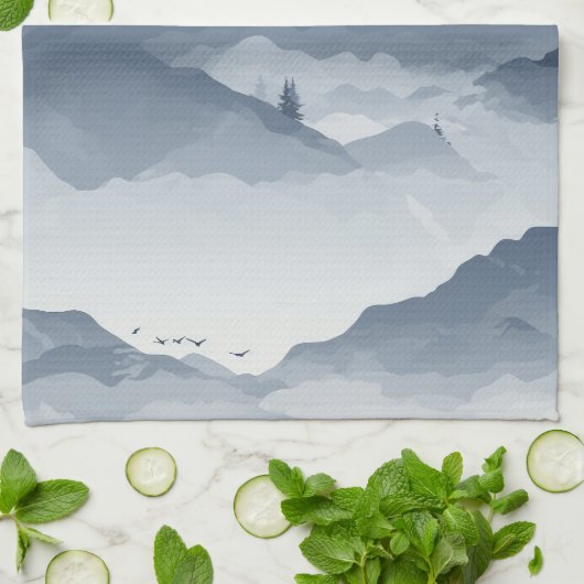 Majestueus berglandschap theedoek (Gevouwen)