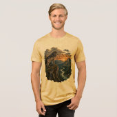 Majestueus Bergwolf Wildernis Ontwerp Tri-Blend Shirt (Voorkant volledig)