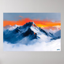 Majestueus bergzonsondergang Fauvist, alpien lands