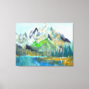 Majestueus Besneeuwd Bergmeer Canvas Afdruk