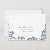 Majestueus Bladeren RSVP briefkaart | Stof Blauw (Achterkant)
