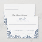 Majestueus Bladeren RSVP briefkaart | Stof Blauw (Voorkant / Achterkant)