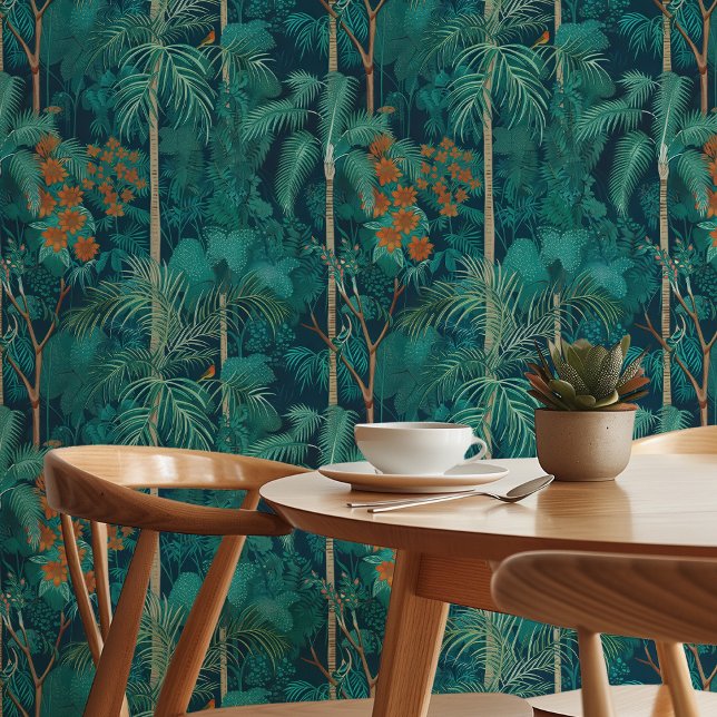 Majestueus Blauwgroen boslandschap Behang (Creator heeft geüpload)