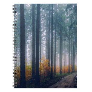Majestueus bos met bomen omzoomd pad notitieboek