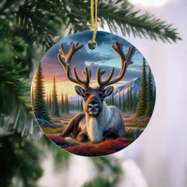 Majestueus Caribou Aandenken Keramisch Ornament