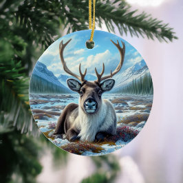 Majestueus Caribou Aandenken Keramisch Ornament