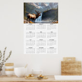 Majestueus eland & bergwaterval 2026 kalender poster (Keuken)