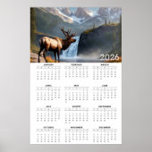 Majestueus eland & bergwaterval 2026 kalender poster (Voorkant)