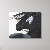 Majestueus Friesian Black Horse van BiHrle Canvas Afdruk (Voorkant)
