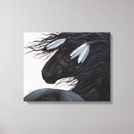 Majestueus Friesian Black Horse van BiHrle Canvas Afdruk